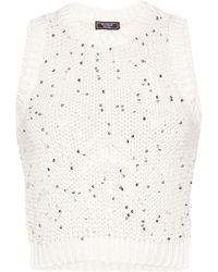 Peserico - Sequin-embellished Crochet Knitted Top - Lyst