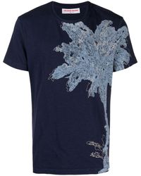 Orlebar Brown - Palm-tree-print Organic-cotton-linen-blend T-shirt - Lyst