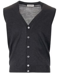 Al Duca d'Aosta - V-Neck Button-Up Sleeveless Cardigan - Lyst
