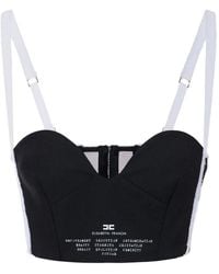 Elisabetta Franchi - Soutien-Gorge En Laine À Logo Imprimé - Lyst