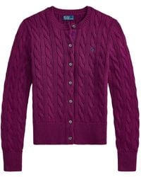 Polo Ralph Lauren - Cable-Knit Cotton Crewneck Cardigan - Lyst