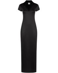 Courreges - V-Neck Logo-Embroidered Maxi Dress - Lyst