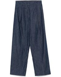 Another Tomorrow - Chambray Wide-Leg Jeans - Lyst