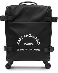 Karl Lagerfeld Valise à roulettes à imprimé graphique - Noir
