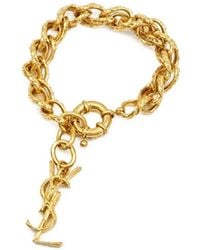 Saint Laurent - Detailed-Chain Logo-Pendant Bracelet - Lyst