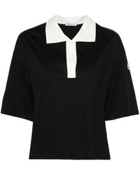 Moncler - Logo-appliqué Cropped Polo Shirt - Lyst