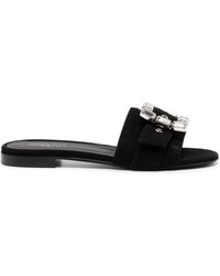 Madison Maison - Fade Jeweled Buckle Black Suede Sandal - Lyst