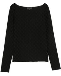 Emporio Armani - Schwarzer Boot-Ausschnitt Pullover Geometrisch - Lyst
