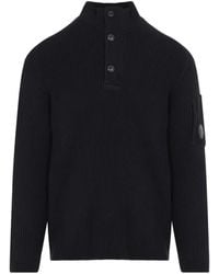 C.P. Company - Ribbed-Knit Lens-Detail Sweater - Lyst