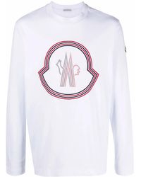 Moncler - Logo Embroidered Long Sleeved T-shirt - Lyst