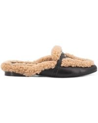 Toral Shoes - Daphne Shearling-Trim Leather Slippers - Lyst