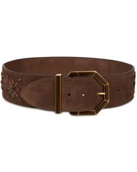 Etro - Suede Embroidered Geometric Buckle Belt - Lyst