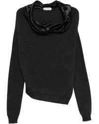 Alberta Ferretti - Satin-Trimmed Wool Sweater - Lyst