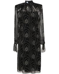 Prada - Graphic-print Chiffon Midi Dress - Lyst