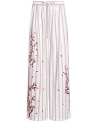 Dolce & Gabbana - Poplin Trousers With Thread Floral Embroidery - Lyst