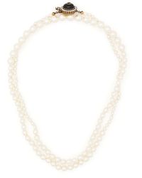 Gucci Collier à pendentif serti de perles - Blanc