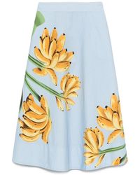 FARM Rio - Katoenen Midi-Rok Met Banaanprint - Lyst