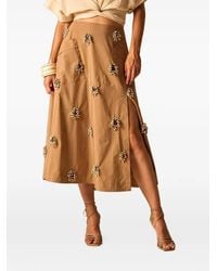 JBQ - Alice Bead-Embellished Slit-Detail Midi Skirt - Lyst