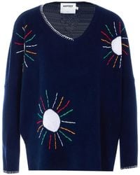 Not Shy - Embroidered V-Neck Cashmere Sweater - Lyst