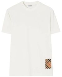 Burberry - Katoenen T-Shirt Met Kasjmier Check-Patch - Lyst