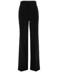 Saint Laurent - Pressed-Crease Wool High-Waisted Trousers - Lyst