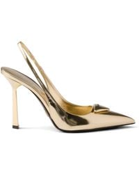 Prada - Metallic Leather Slingback Pumps - Lyst