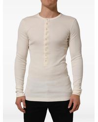 Dolce & Gabbana - Ribbed-Knit Long-Sleeve Henley T-Shirt - Lyst