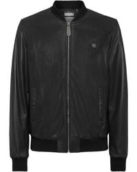 Philipp Plein - Leren Jack Met Logopatch - Lyst
