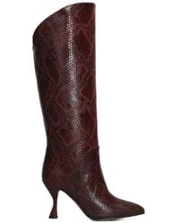 Castagna - Snake-Effect Knee-High Boots - Lyst
