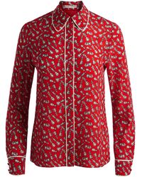 Alice + Olivia - Willa Silk Blouse With Piping - Lyst