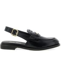 Miu Miu - Brushed Leather Slingback Loafers - Lyst