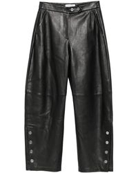 Sportmax - Pantalon En Cuir À Boutons Décoratifs - Lyst