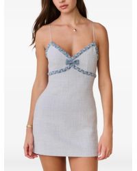 LoveShackFancy - Novara Denim-Trimmed Tweed Mini Dress - Lyst