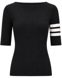 LA ROSE - Pull À Détails Rayés En Laine Merino - Lyst
