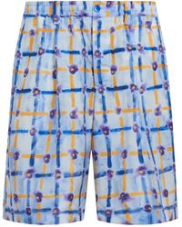Marni - Abstract-Print Silk Bermuda Shorts - Lyst
