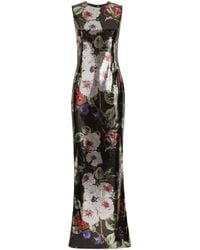 Dolce & Gabbana - Floral-print Sequinned Gown - Lyst