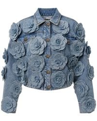 Philipp Plein - Veste Crop En Jean À Motif De Roses - Lyst