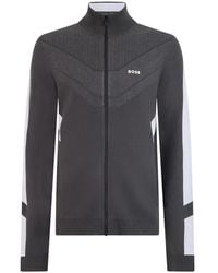 BOSS - Zip-Up Panelled Sweater - Lyst