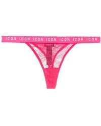 DSquared² - Icon Lace-panel Thong - Lyst