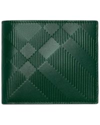 Burberry - Checked Bi-fold Leather Wallet - Lyst