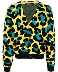 Versace - Leopard-print V-neck Cardigan - Lyst
