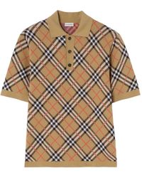 Burberry - Check Cotton-Blend Polo Shirt - Lyst
