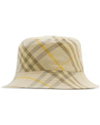Burberry - Checked Linen Bucket Hat - Lyst