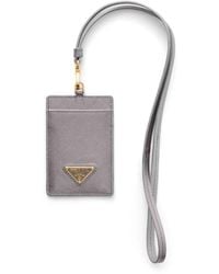 Prada - Saffiano-Leather Badge Holder - Lyst