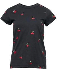 Rag & Bone - Cherry-Print Slub-Texture T-Shirt - Lyst