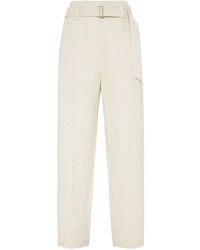 Brunello Cucinelli - Canvas Trousers With Shiny Details - Lyst