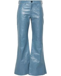 Marni - Logo-appliqué leather flared trousers - Lyst