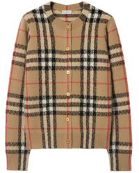 Burberry - Check Cashmere Wool Cardigan - Lyst