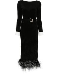 Self-Portrait - Chenille Knit Feather Midi Dress - Lyst