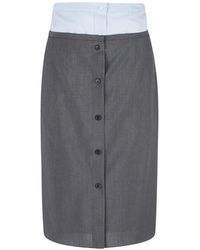 Prada - Lichte Mohair En Chambray Rok - Lyst